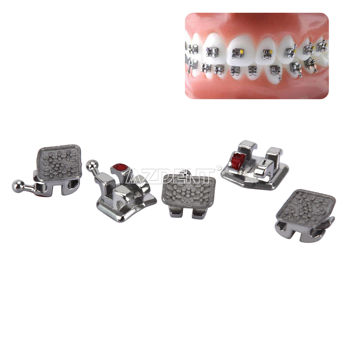 10X AZDENT Orthodontic Monoblock Brackets Braces Mini Roth Slot.022 Hooks 3-4-5