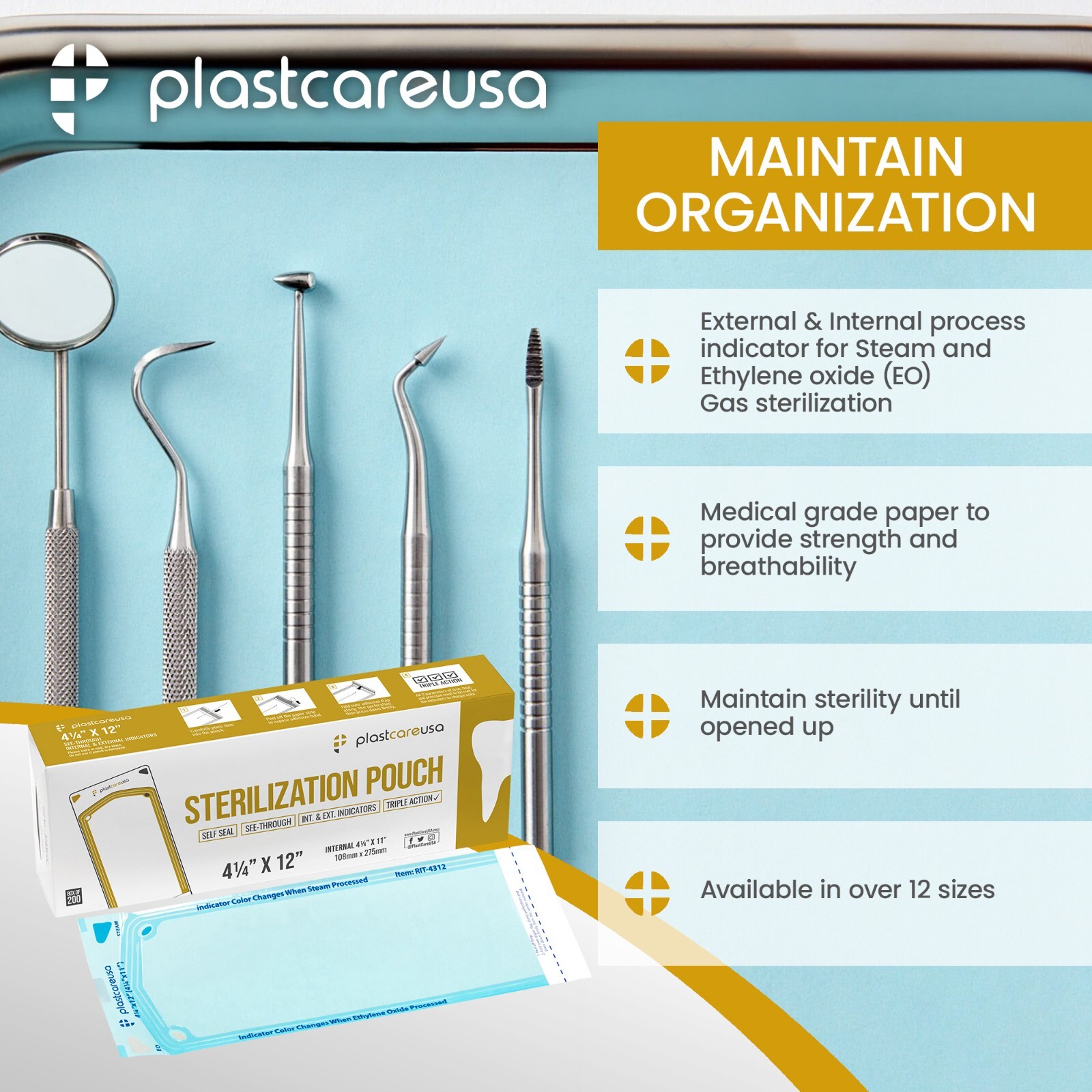 4.25″ x 11″ Self-Sealing Sterilization Pouches for Autoclave (Choose Quantity)