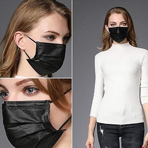 Disposable Black 3Ply Face Masks Comfort Earloop Non-Medical 100PCS