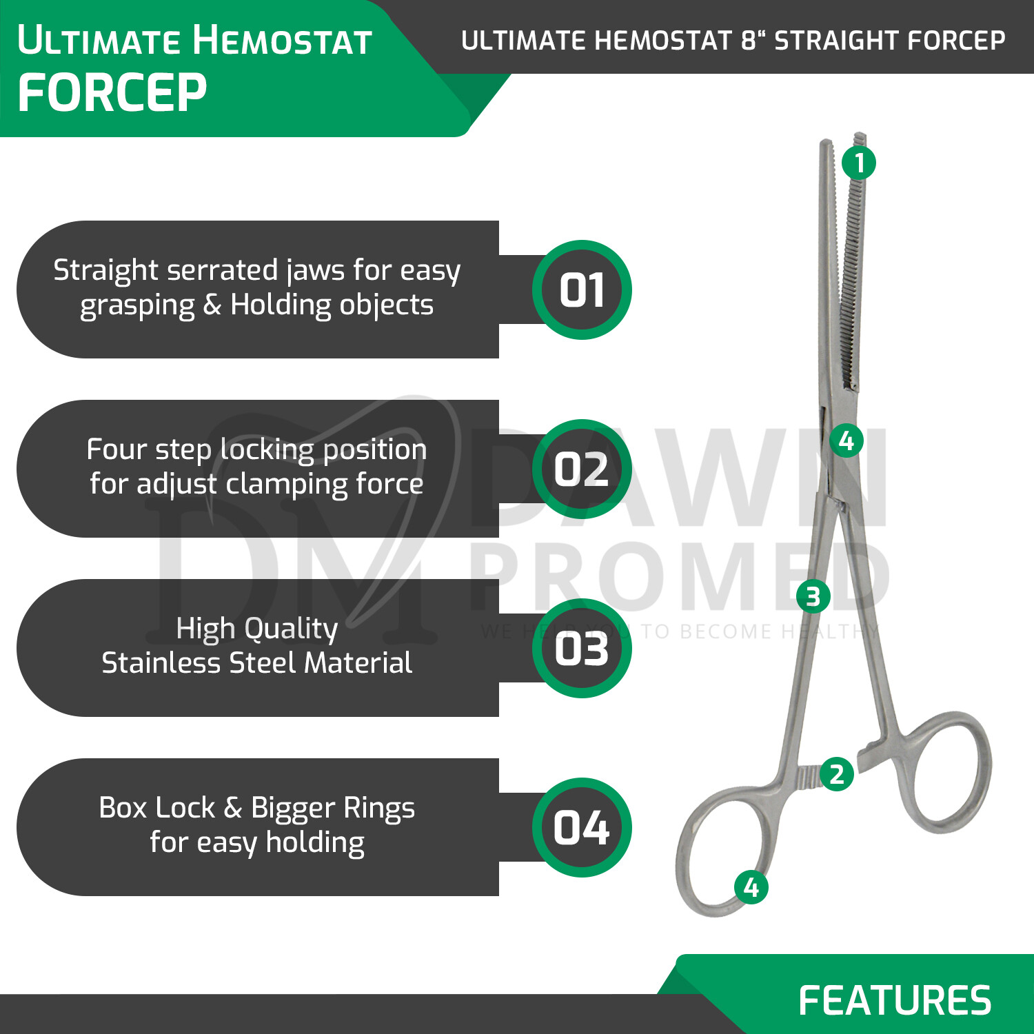 2Pcs Set 8″ + 10″ Straight Hemostat Forceps Locking Clamp Fishing Plier German G
