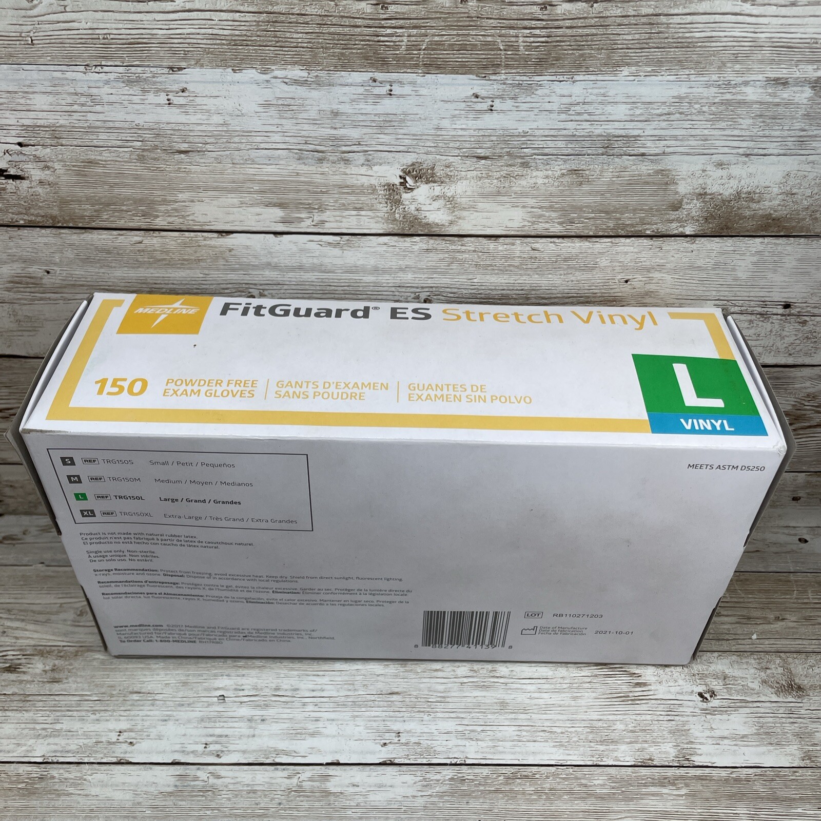 *6 Boxes* MEDLINE FITGUARD ES Stretch Vinyl Exam Gloves Size: LARGE, MANF: 10/21