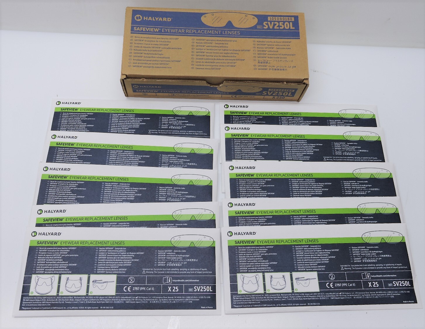 Halyard SV250L Safeview Eyewear Replacement Lenses – (25 Boxes of 10, 250 Total)