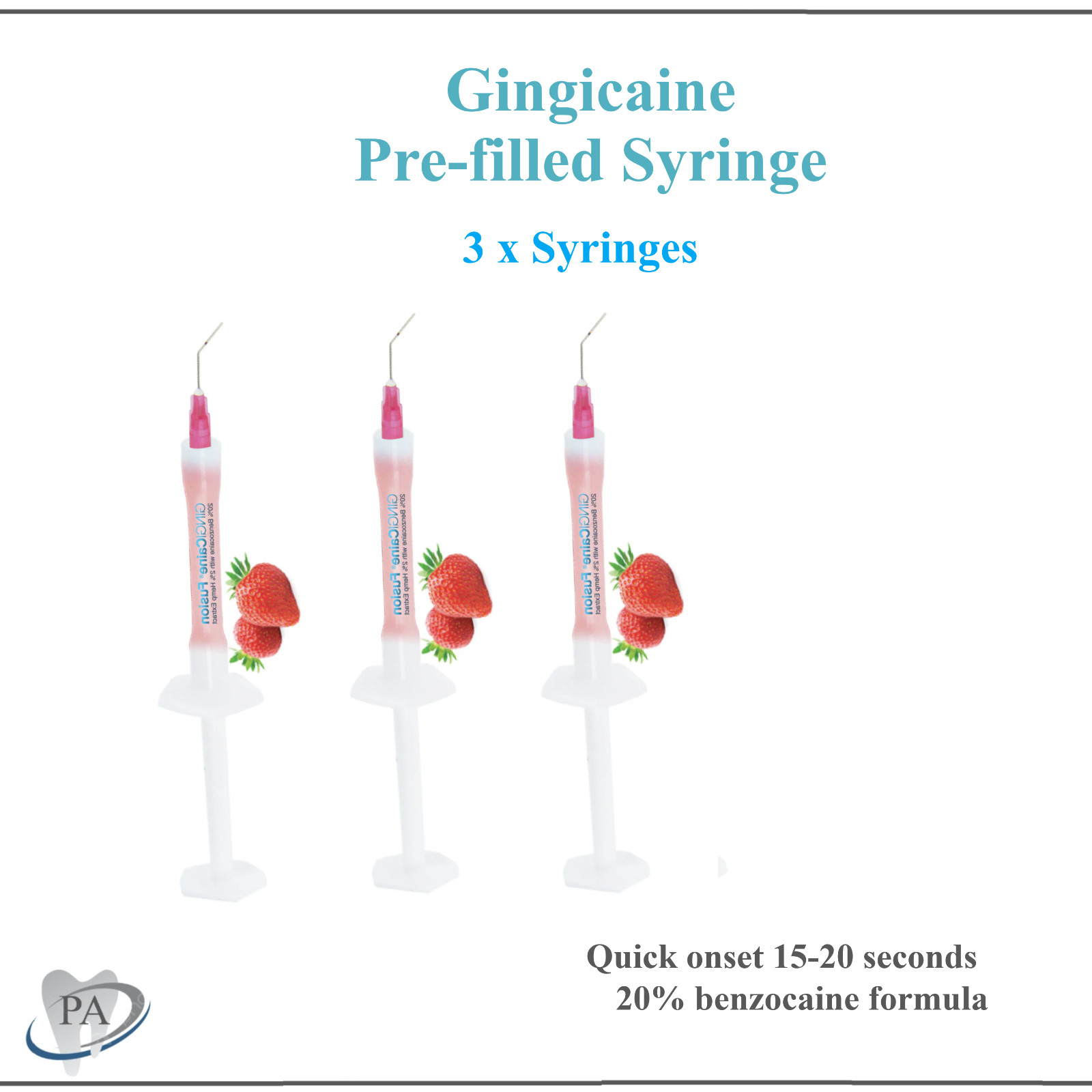 Gingicaine Topical Anesthetic Gel in Syringe. 1.2 ml prefilled Strawberry, 11/27