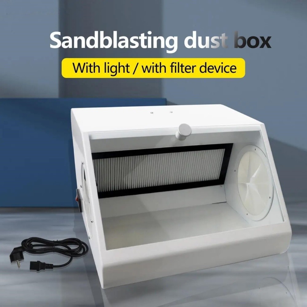 Dental Sandblasting Dust-proof Case LED Light Sandblaster Dust Collector Box EU