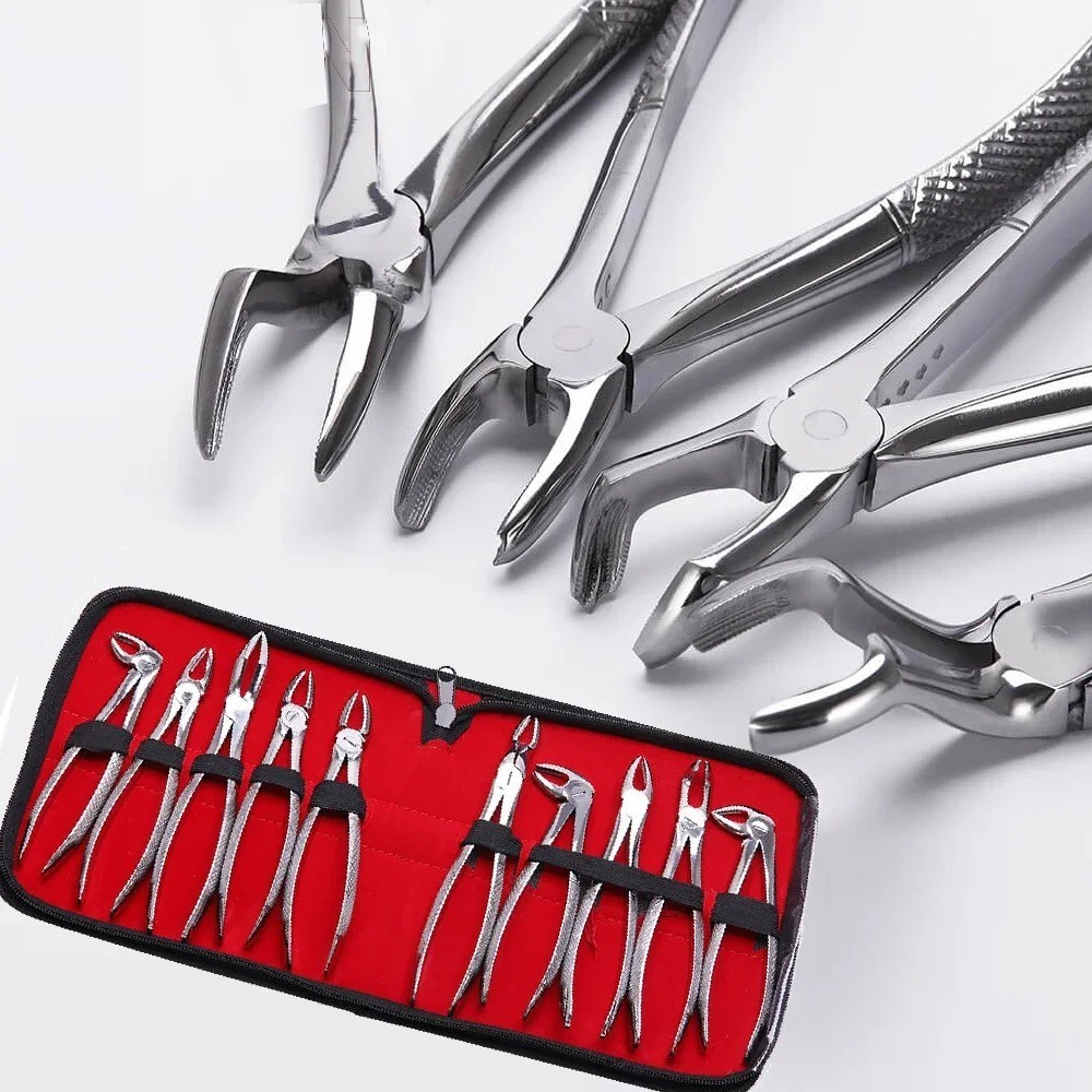 Adult Dental Teeth Extraction Forceps Set Surgical Dentistry Instruments Kit