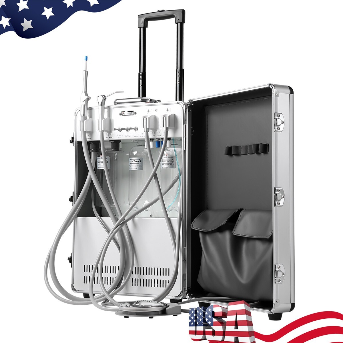 Portable Dental Mobile Delivery Unit Air Compressor Strong suction /Handpiece 4H