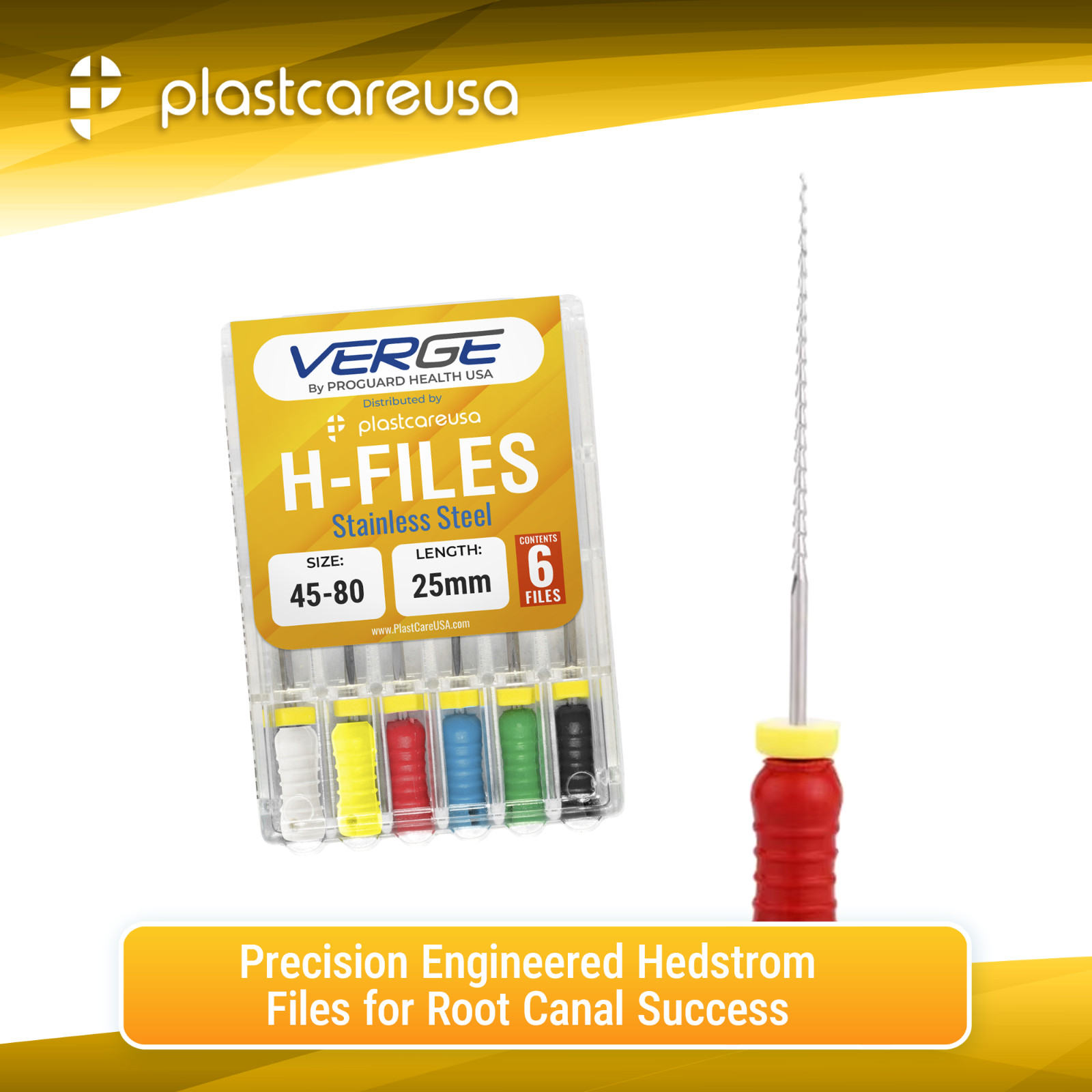 Dental H Files Size 15-40 25mm Stainless Steel Endodontic Hedstrom Root Canal