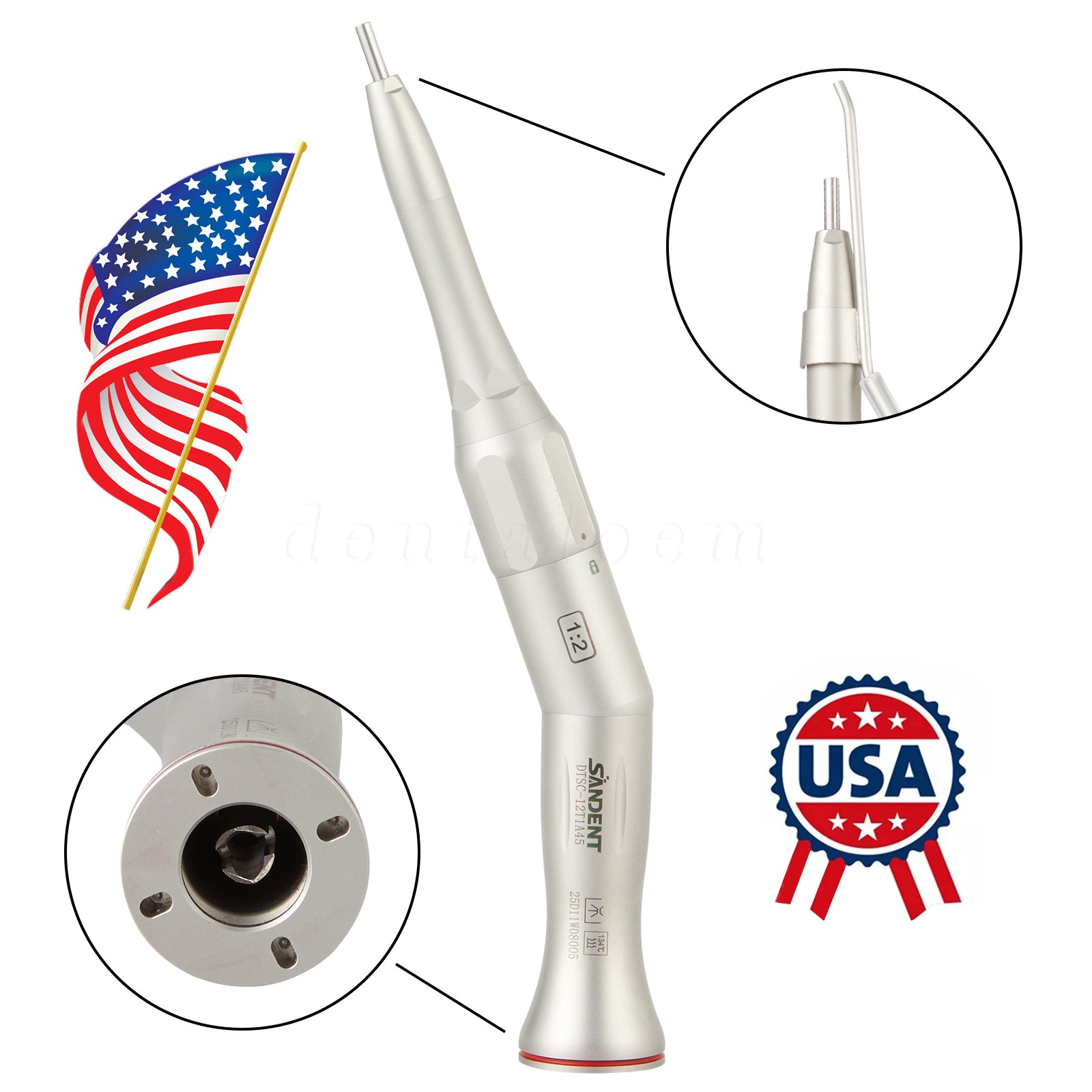 1-100 SANDENT Dental 1:2 Surgical Osteotomy Low Speed Handpiece 20º Contra Angle