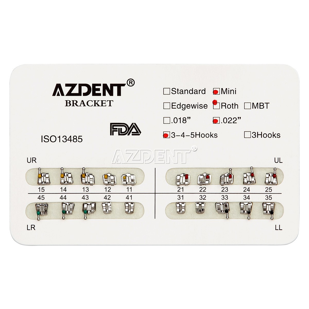 10 Kits AZDENT Dental Orthodontic Brackets Braces Mini Roth 022″ Slot 345 Hooks