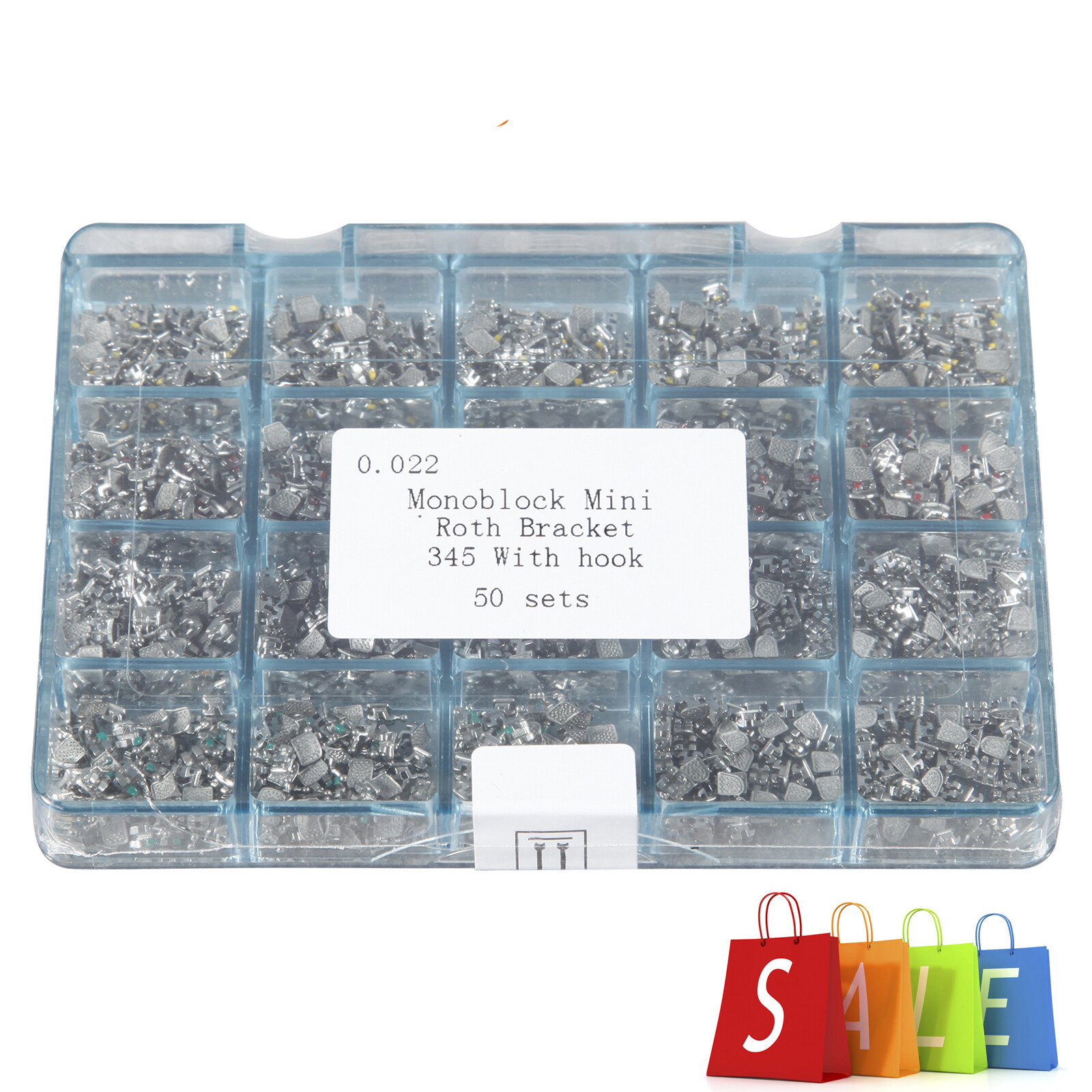 1000pcs Dental Metal Orthodontics Brackets Brace MINI 022 345 w/Hook Roth/MBT ns