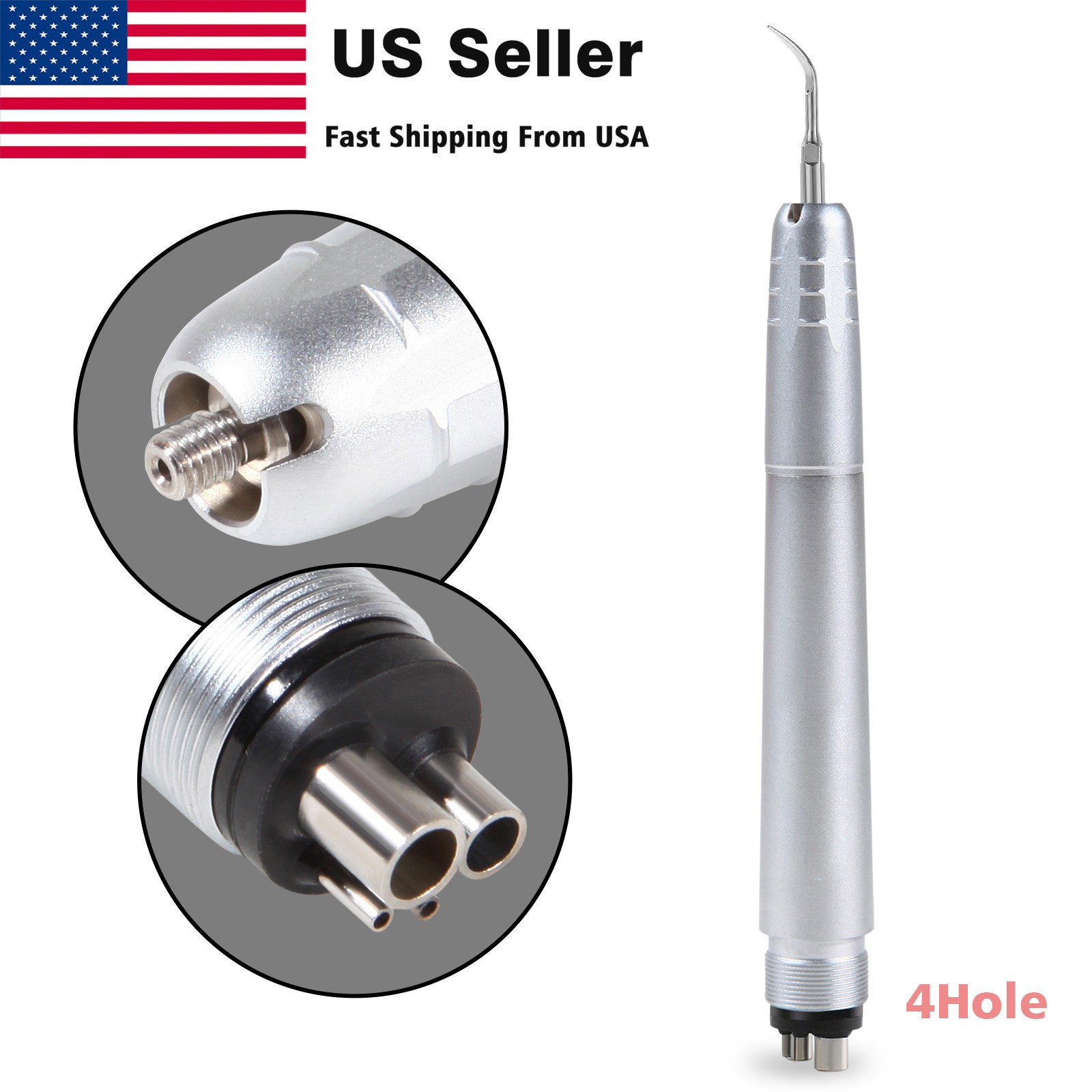 Dental Ultrasonic Air Perio Scaler Handpiece Hygienist 4 Hole w/ 3 Tips Original
