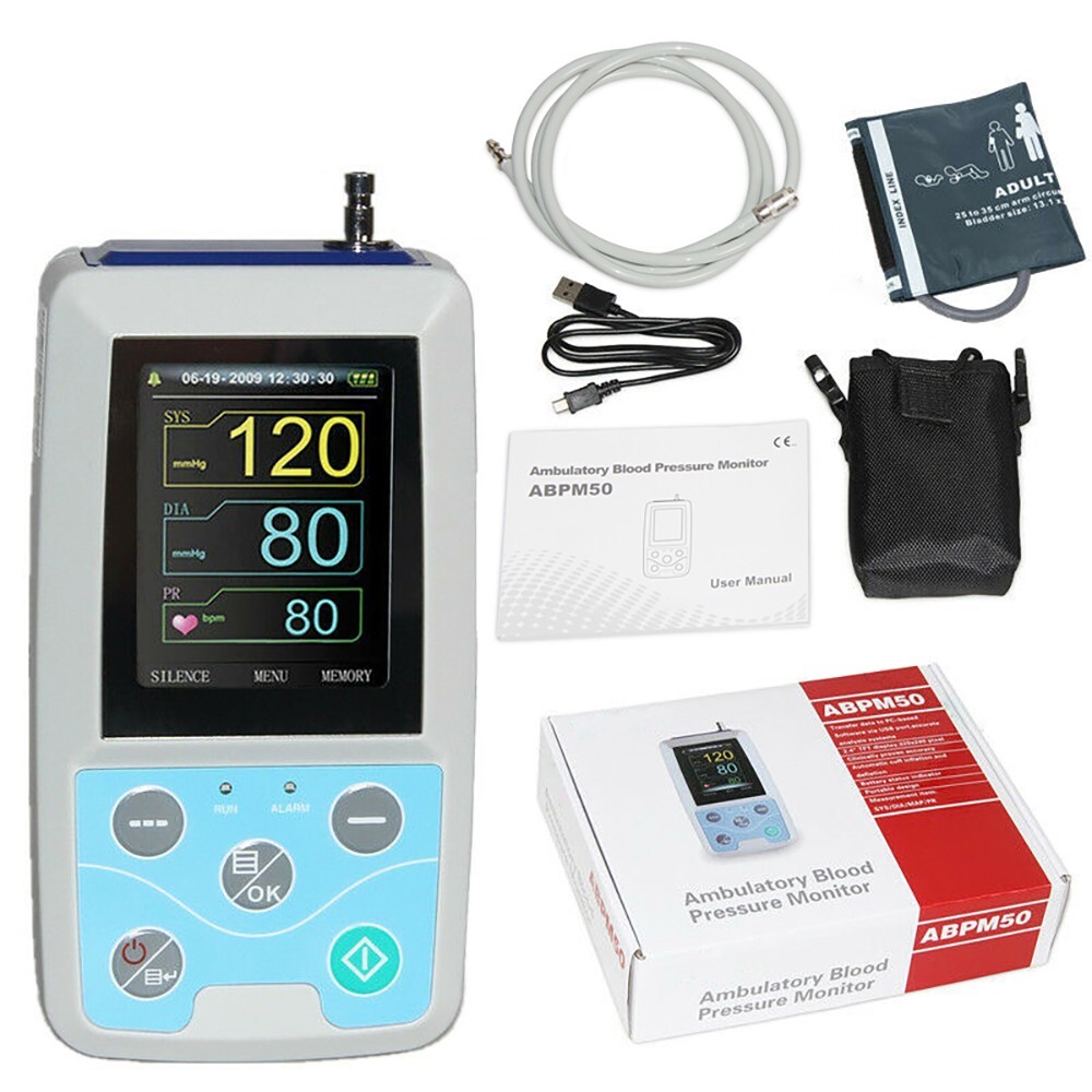 ABPM50 Ambulatory Blood Pressure Monitor – 24HR Holter, PC Software, for Adults