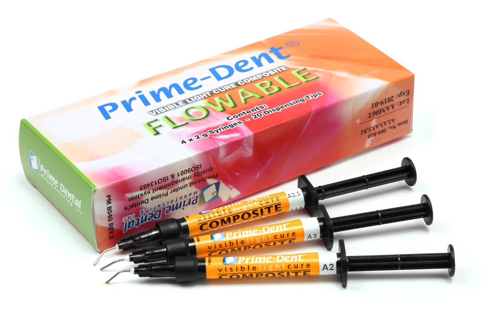 Prime-Dent Flowable Light Cure Dental Composite 4 Syringe Kit – A3.5 004-010A3.5