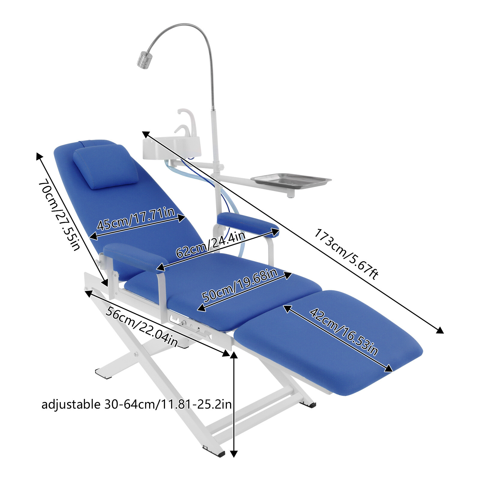 Portable Dental Mobile Folding Chair Air Turbine Unit + Rechargeable LED Light