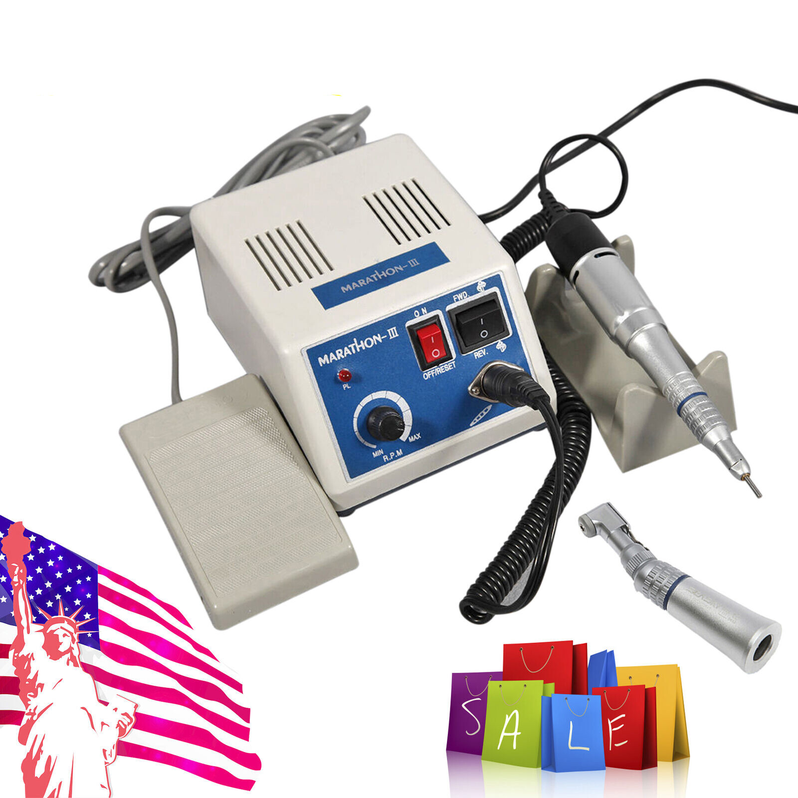 Dental Lab Marathon M-III Electric Micromotor /Contra Angle /Straight Handpiece