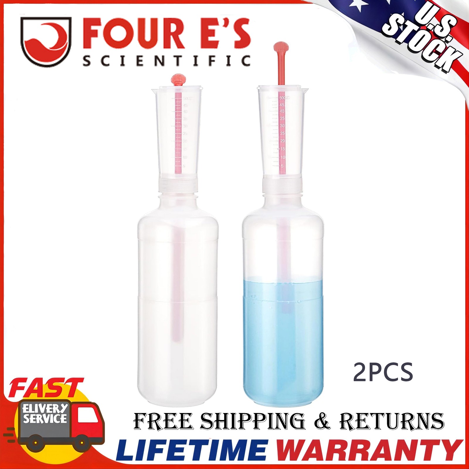 2Pcs 500Ml Catalyst Dispenser Adjustable Volume Dispen Measuring Cup Dose Bottle