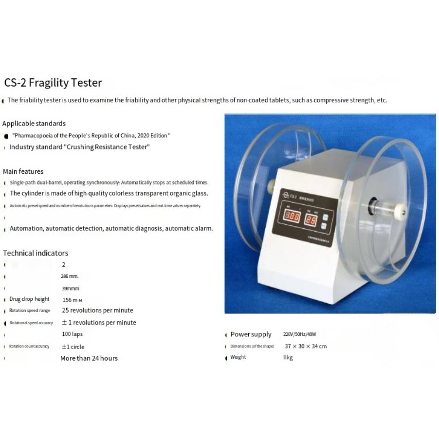 AC 220V Brand New Table Friability Tester 25 RPM CS-2 Drug hardness detection