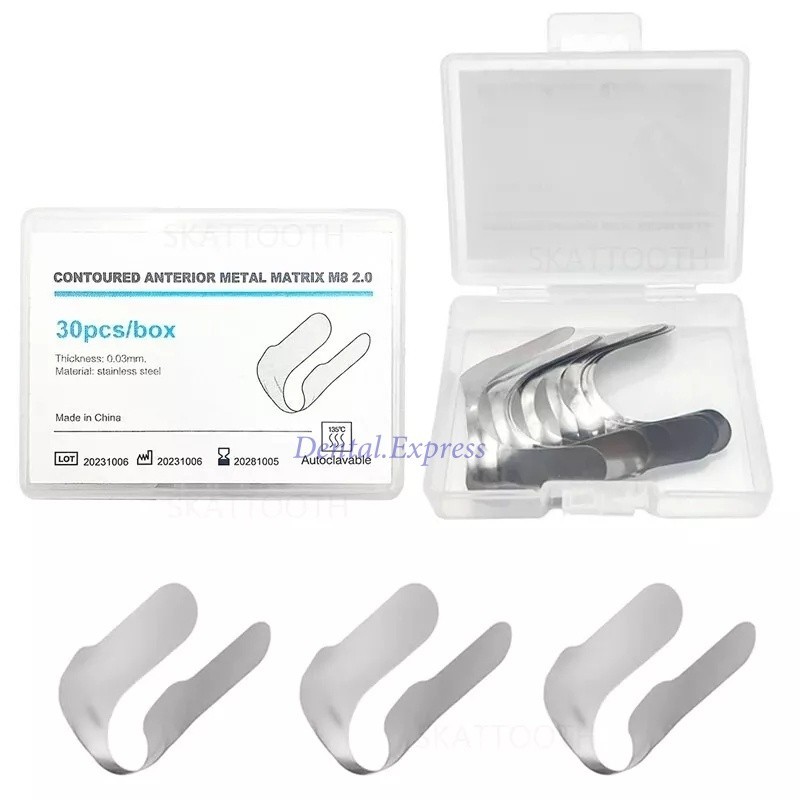 Dental Contoured Anterior Matrix Bands Restoration Metal Matrices System Twin M8