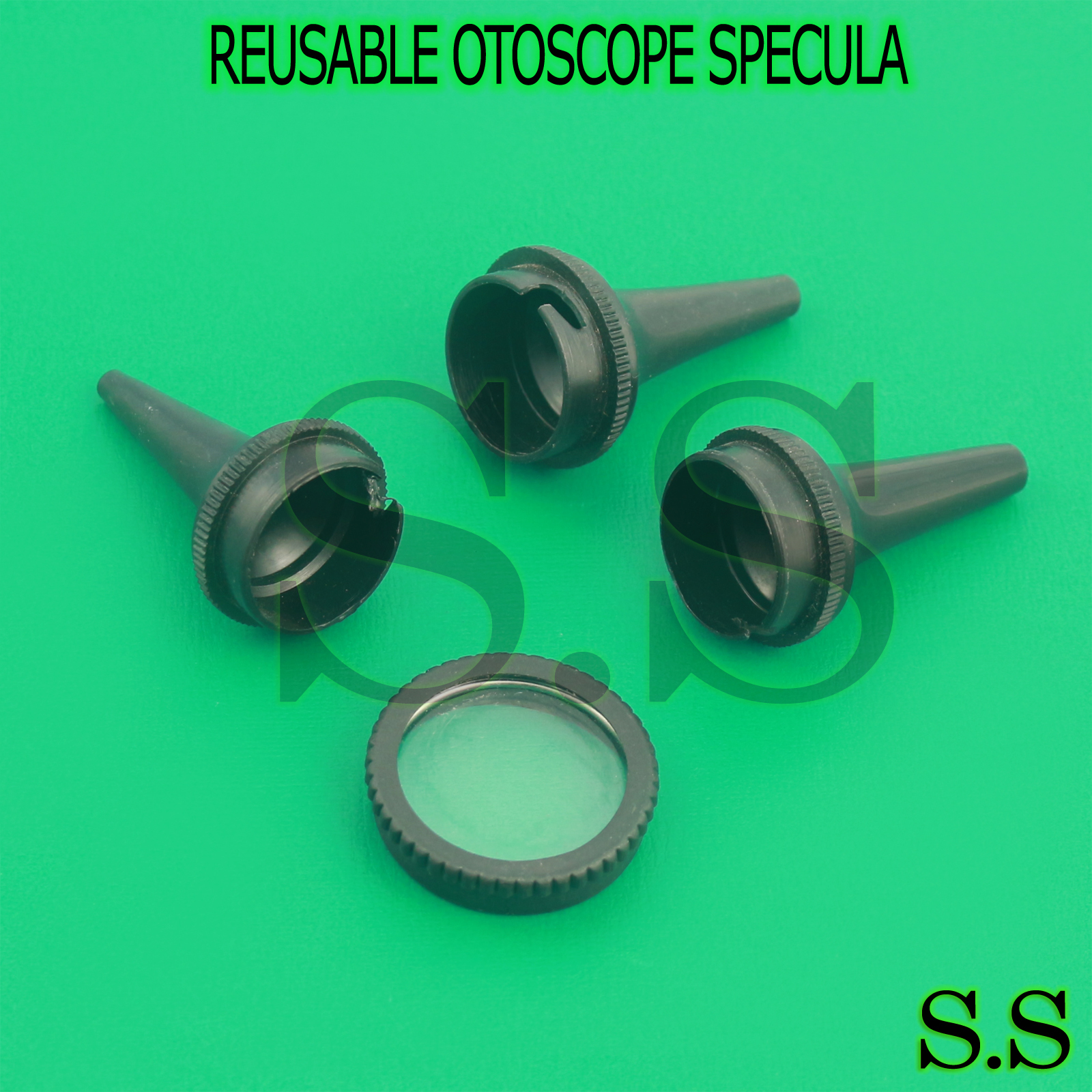 NEW SET OF 3 REUSABLE OTOSCOPE SPECULA ! 2.5MM 3.5MM& 4.5MM + 1 FREE LENS