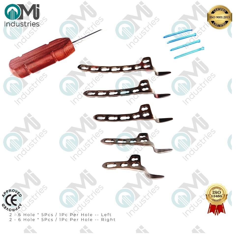 3.5mm Clavicle Hook Plate Variable Angle 2-6 Holes L/R & LCP Screws 90 Pcs Set