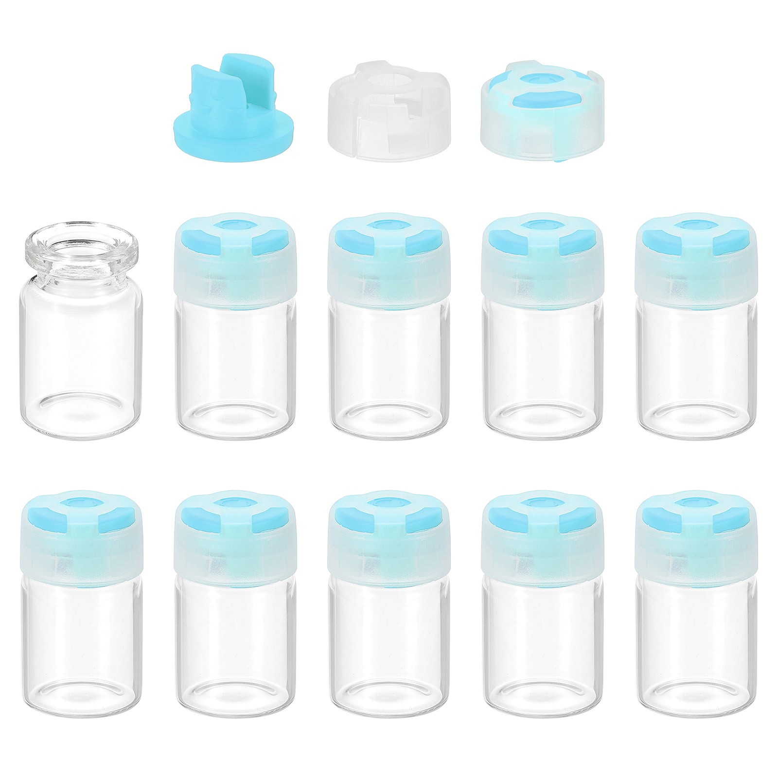 5ml Clear Glass Sample Vials, 10Pcs Small Liquid Bottles, Blue