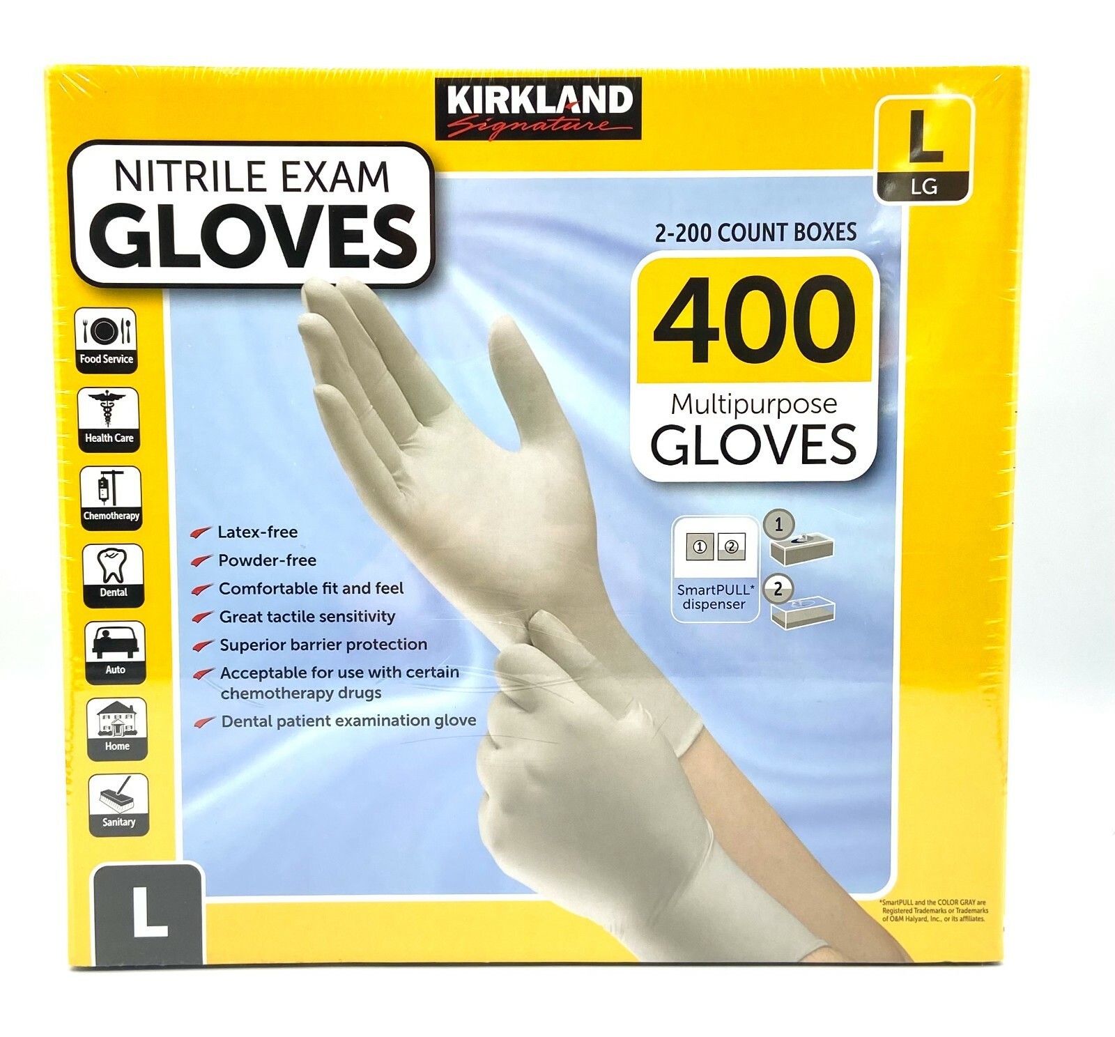 Kirkland Signature. Nitrile Exam Gloves, Large, 400 Count