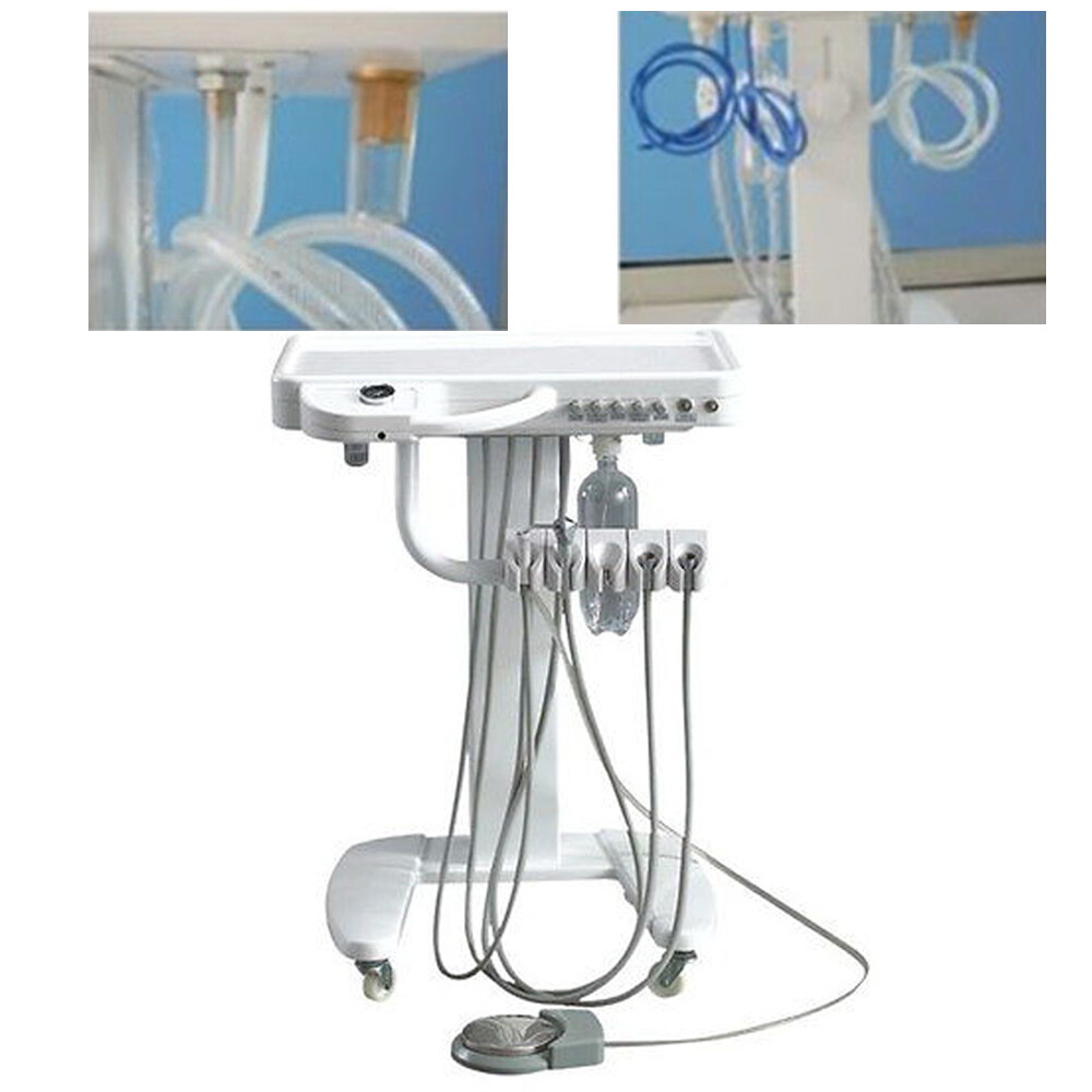 Portable Mobile Dental Delivery Unit System Cart Treatment Compressor 4-Hole