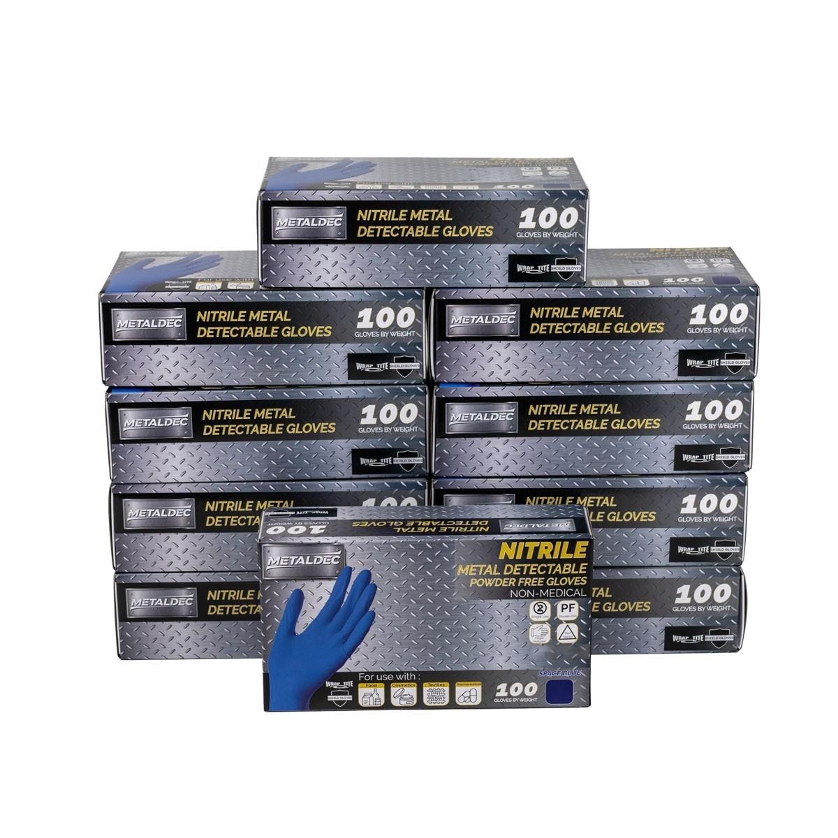2000 Industrial/Non-Exam Blue Nitrile Metal Detectable Disposable Gloves Medium