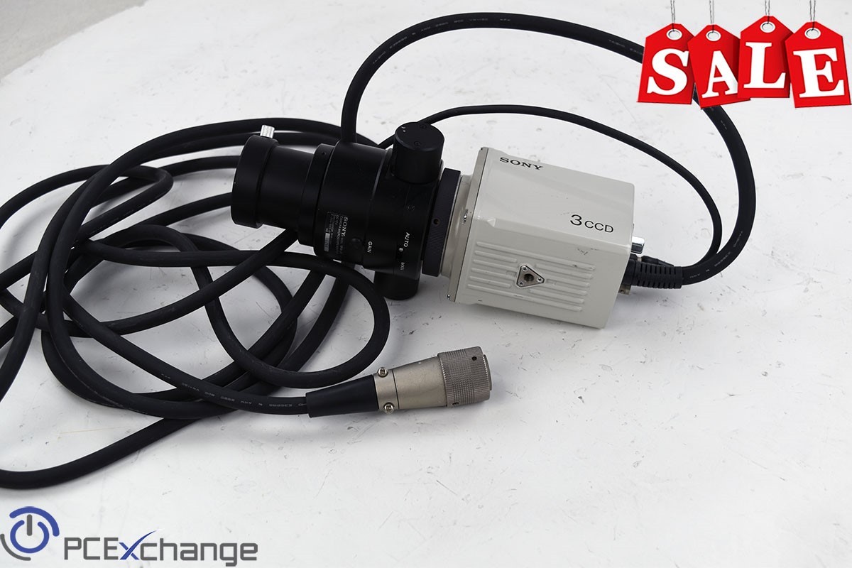 Sony DXC-750MD 3CCD Camera w/JAE 8902 SRCB06A21 Cord and MVA20 Adapter