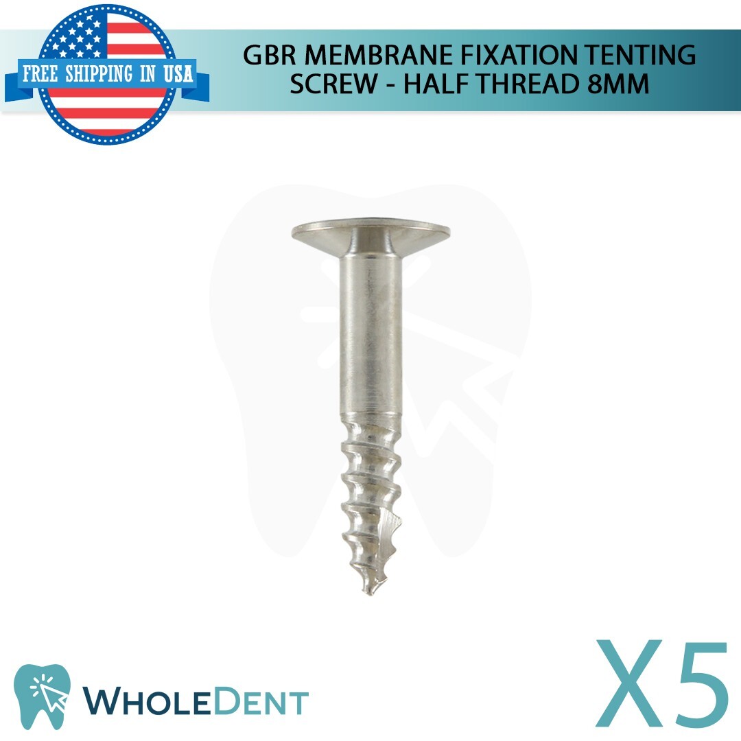 5x GBR Titanium Half Thread Tenting Screw 8mm Membrane Fixation Dental