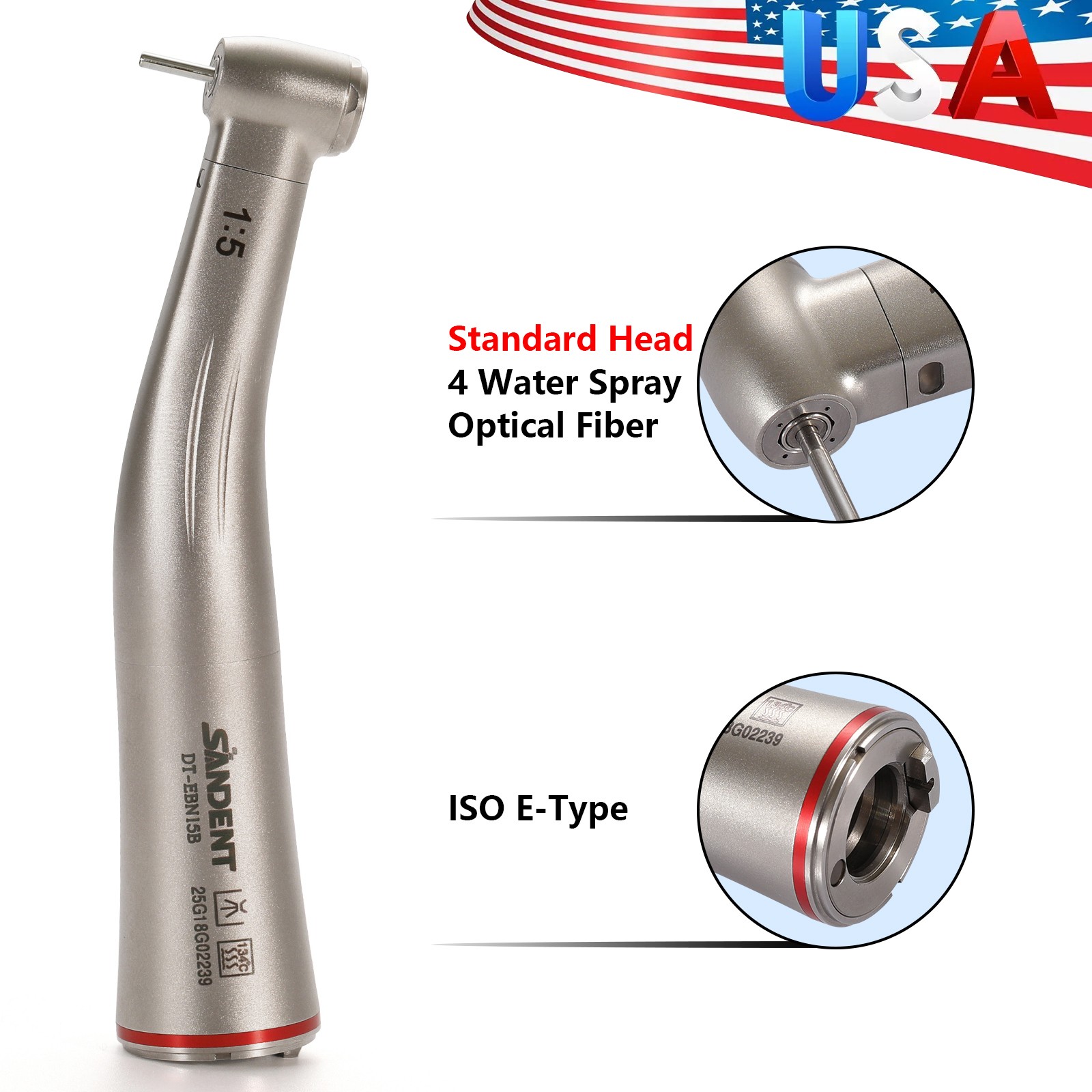 1-10* SANDENT Dental 1:5 Fiber Optic Contra Angle Increasing Handpiece Standard