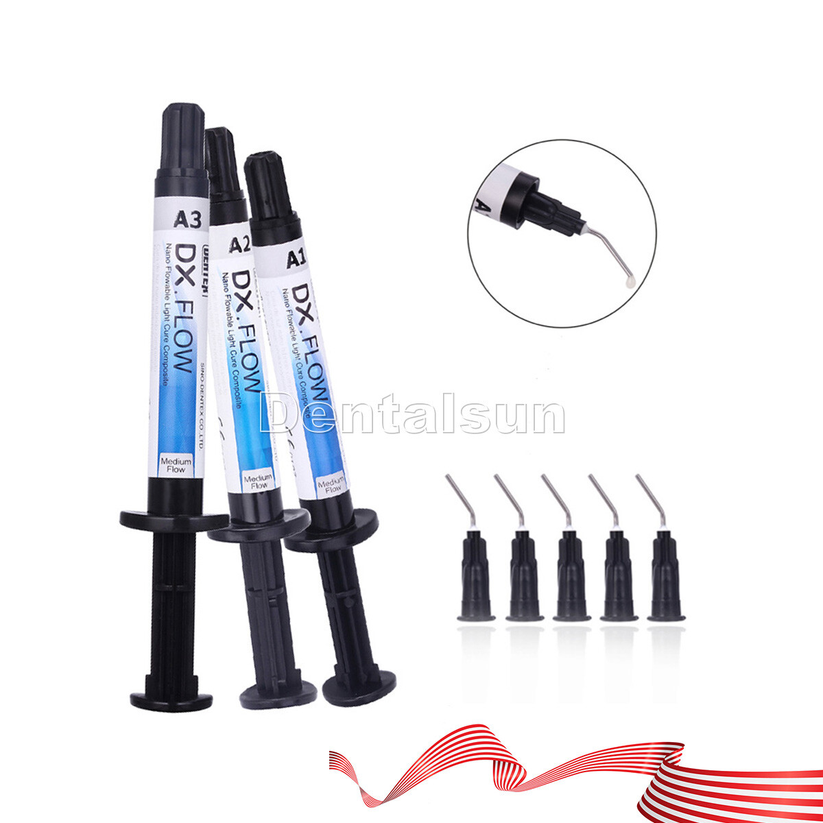 DX.FLOW Dental Flowable Cure Light Composite Resin A1 A2 A3 Syringes Medium