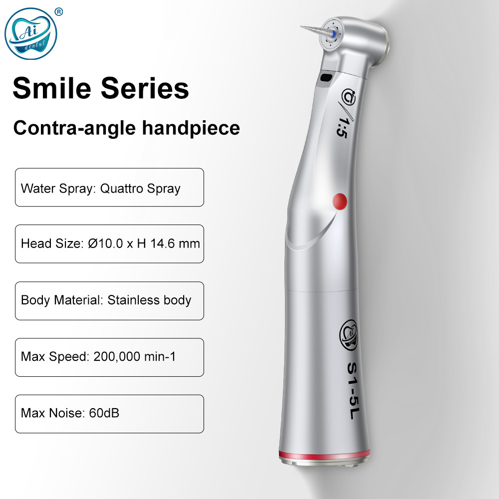 Dental 1:5 Increasing Contra Angle LED Low Speed Handpiece Smiling Appearance
