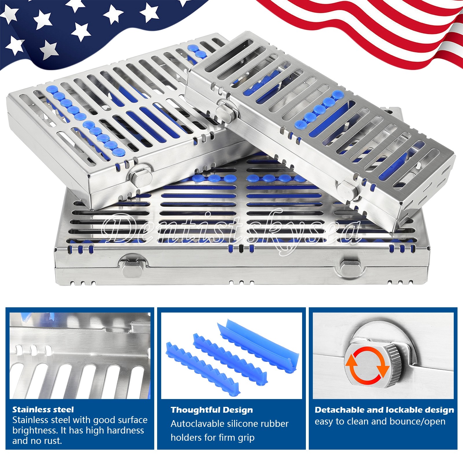Dental Sterilization Cassette Rack Autoclavable Stainless Steel 135°C 5/10/20