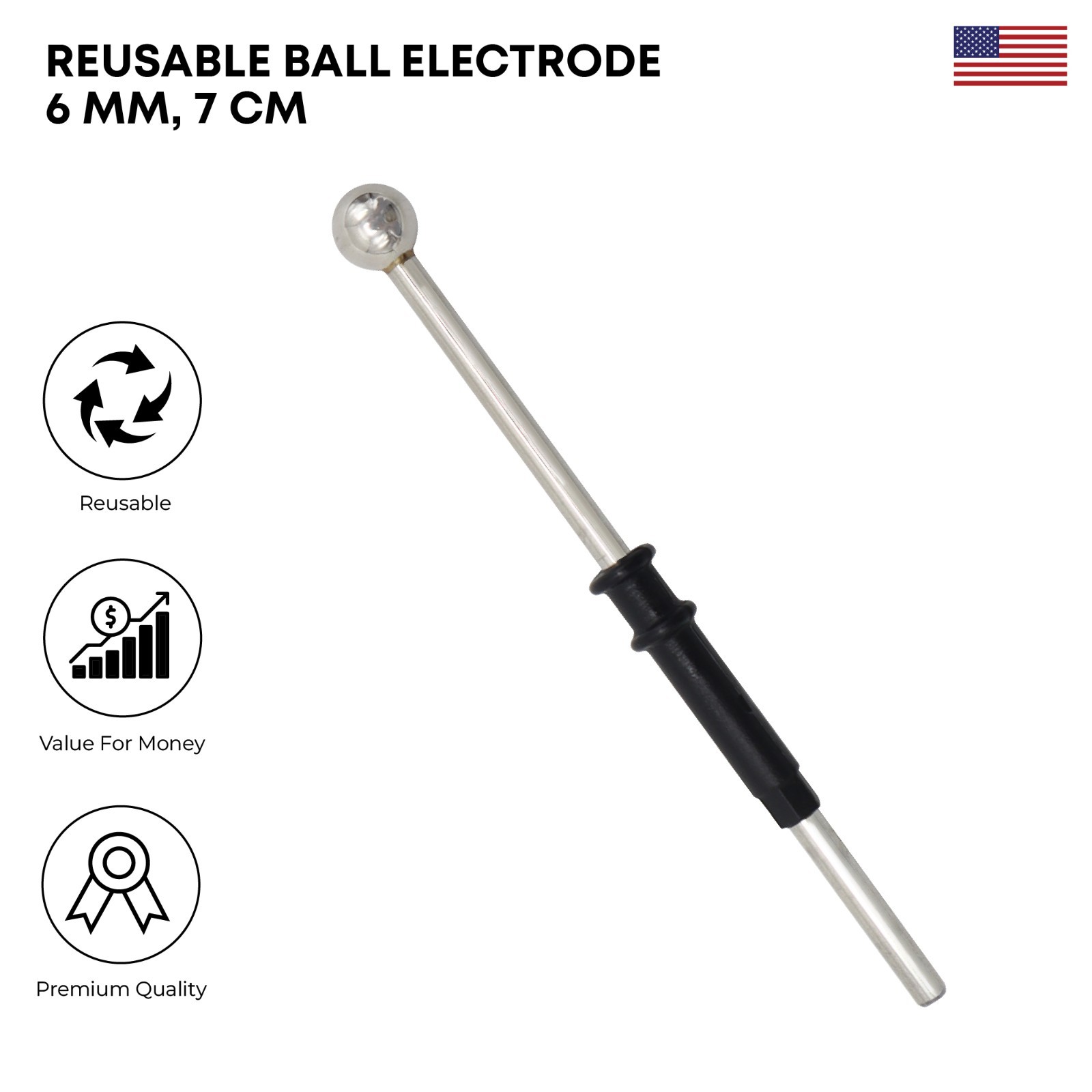 Reusable Ball Electrode 6mm,7 cm stainless steel Electrosurgical Instruments