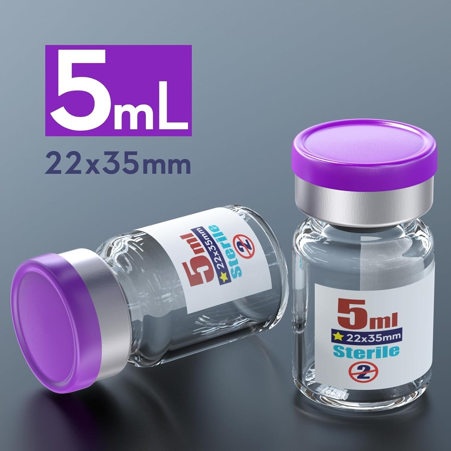 Sterile Empty Vials 5ml Self Healing Injection Port Aluminum Cap 10pcs