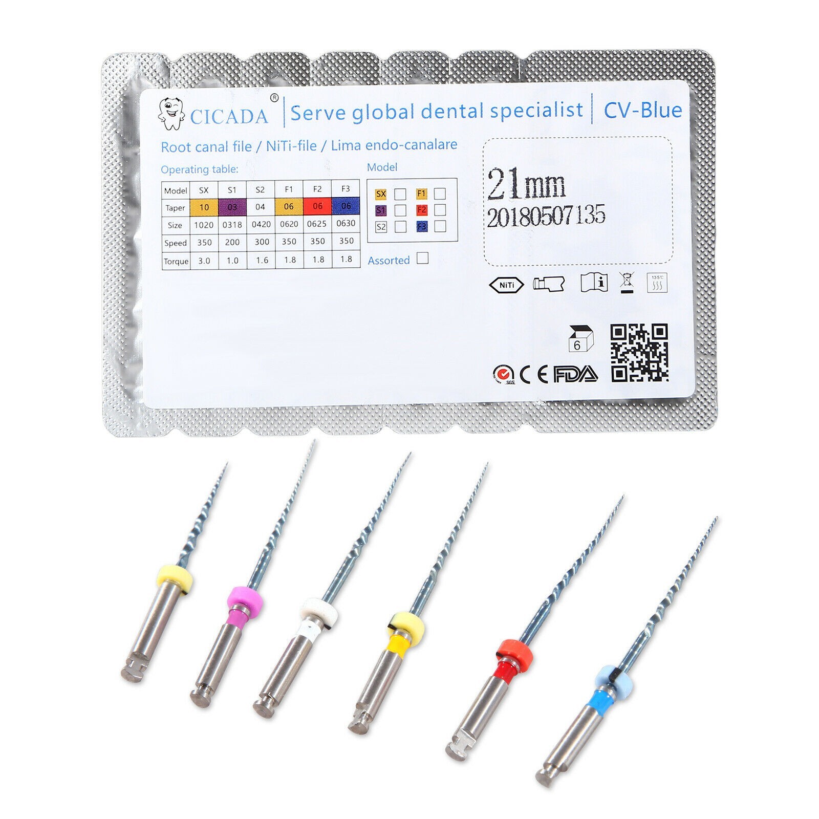 Dental NiTi Super Rotary File Endo Root Canal Files Engine Endodontic 21mm USA