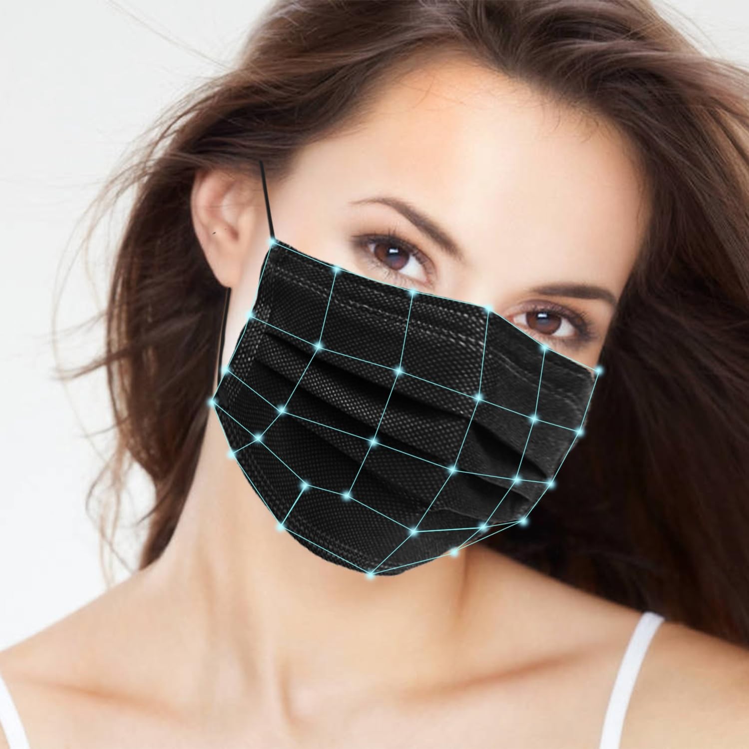 SDIW 100Pcs Black Disposable Face Mask, 3 Ply 100 Count (Pack of 1),