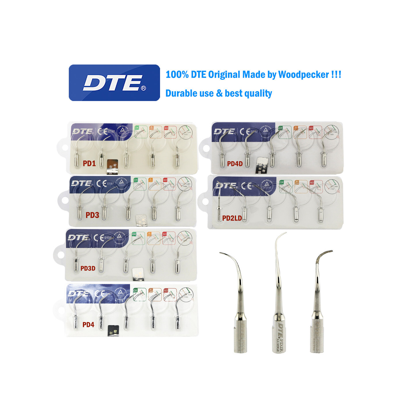 Woodpecker DTE Tips Dental Ultrasonic Piezo Scaler Fit EMS NSK SATELEC Handpiece