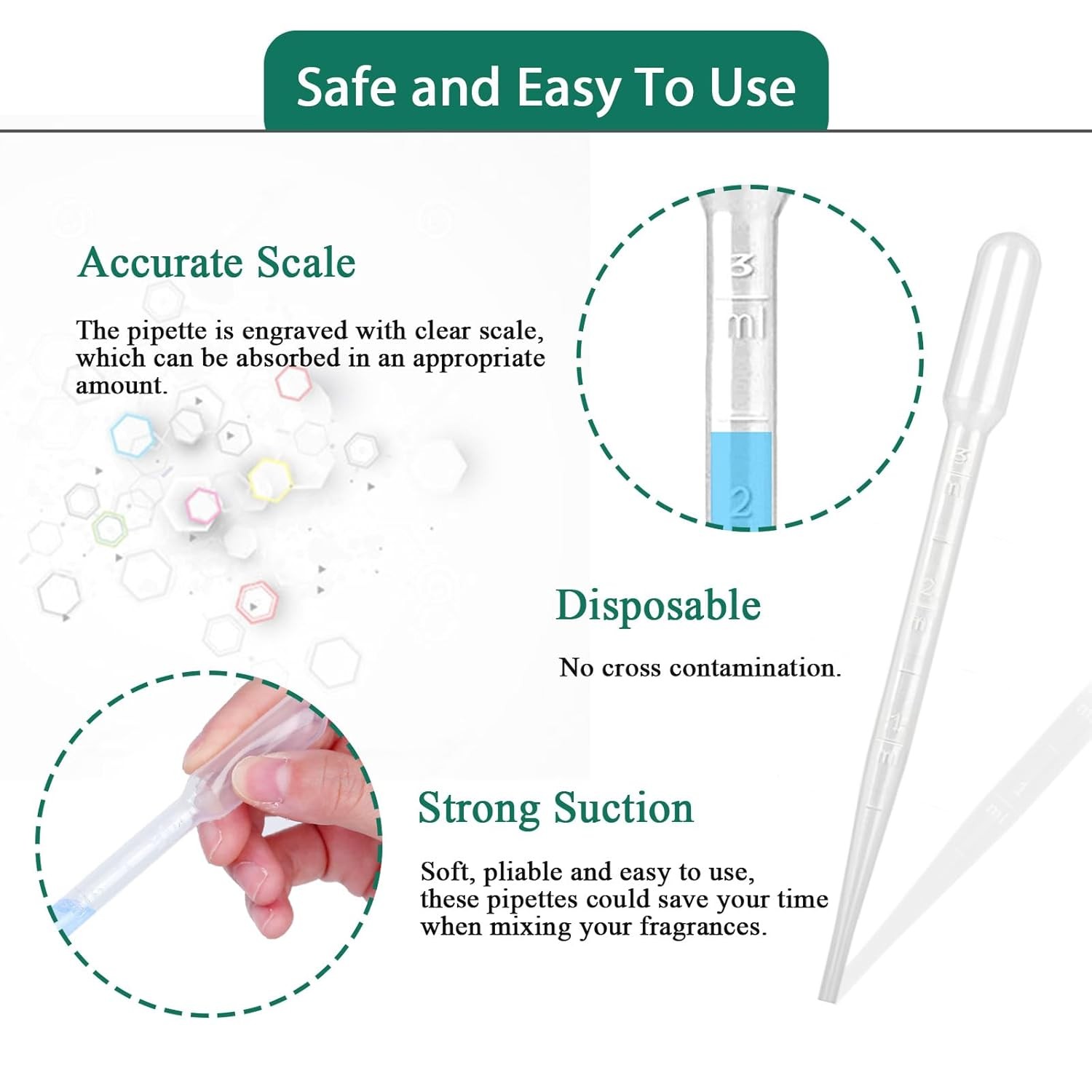 10Pcs 3ML Graduated Disposable Plastic Pipettes Essential Oil Transfer Droppers