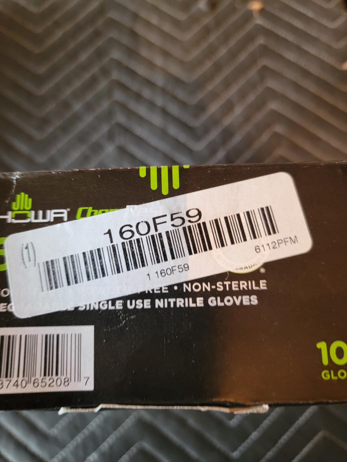 SHOWA 6112PF M Disposable Gloves,Nitrile,M,Black,PK100