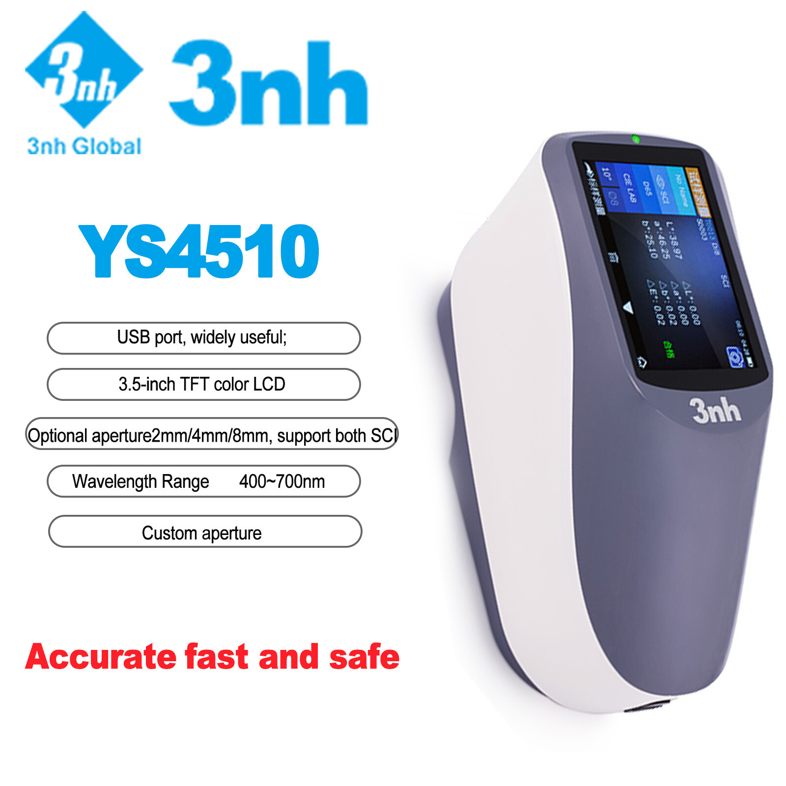 3NH-YS4510 Spectrophotometer USB port Spectral SeparationDevice New ✦Kd