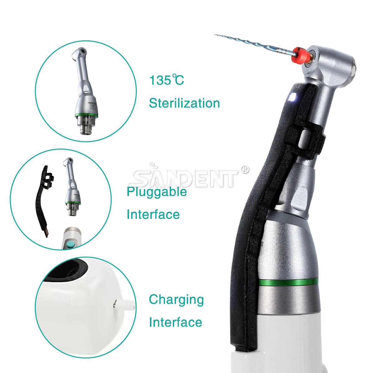 Smart Reciprocating LED Dental Endo Motor Root Canal Cordless / 1:1 16:1 Head