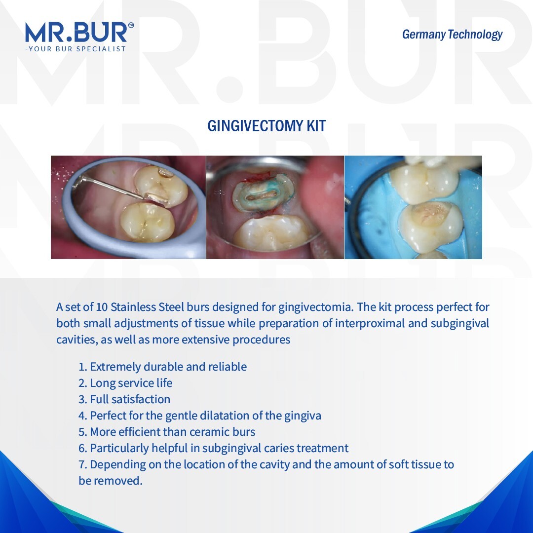 Dental Bur Gingivectomy Kit GingiBurs 0.8/1.0/1.2/1.4/1.6/1.6/1.7 – MR.BUR